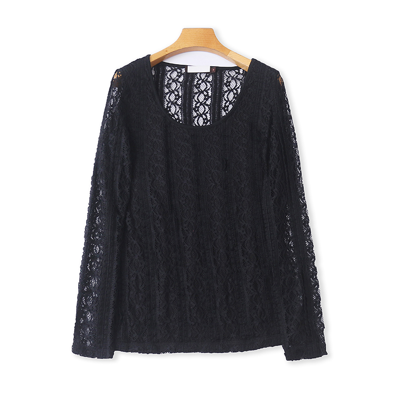 外贸圆领蕾丝T恤衫春夏季新款