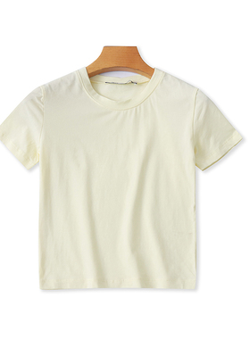 圆领短款T恤衫 夏季新款弹力时尚短袖体恤衫 女套头修身上衣14333