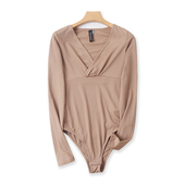 夏季 新款 显瘦T恤 V领针织连体衣 纯色上衣I 长袖 外单女打底衫