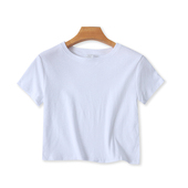 T恤衫 体恤衫 夏季 全棉圆领短款 新款 外贸时尚 女弹力短袖 上衣18274