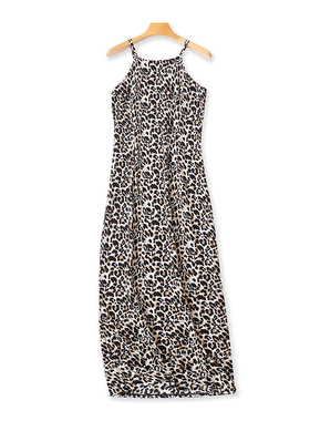 外贸豹纹长款吊带连衣裙 夏季新款显瘦宽松休闲女装时尚裙子21104