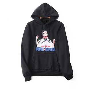 男女情侣套头衫 连帽加绒人物字母卫衣 宽松长袖 韩版 04084 秋冬新款