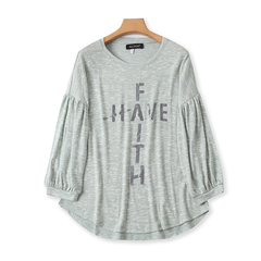 加肥大码灯笼袖圆领T恤衫 夏季新款宽松体恤女套头外贸上衣 S/6底