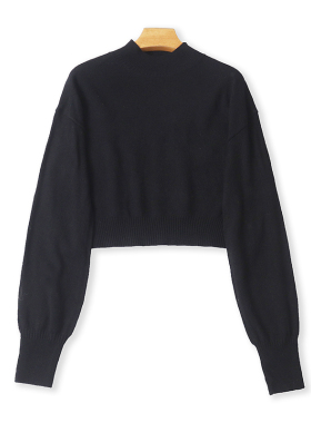 外贸长袖立领针织衫 春秋新款时尚休闲毛衣女套头衫显瘦上衣10194