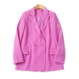 西服女宽松休闲纽扣开衫 显瘦长袖 上衣外套04253 春秋新款 翻领西装