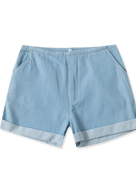 外贸牛仔短裤 夏季新款卷口边宽松休闲热裤 百搭时尚女裤子 20142