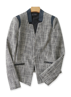 拼色香风外套 春秋新款开衫女修身小西装外单百搭长袖上衣服05111