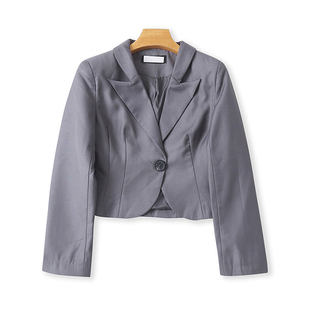 显瘦长袖 春秋新款 宽松休闲女士上衣外套01013 小西装 外贸翻领短款