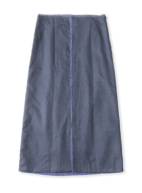 欧美毛边竖条纹半身裙 春秋新款中长款显瘦时尚女气质开叉裙05242