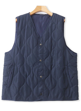 外贸V领夹棉马甲 秋冬新款保暖宽松大码背心 男女士无袖上衣06224