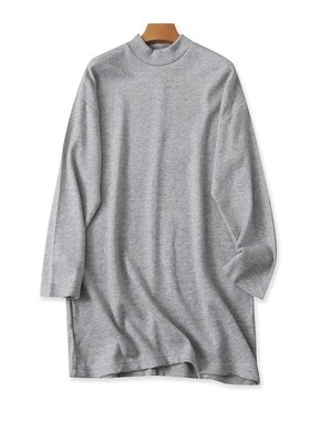 外贸半高领针织连衣裙 春秋中长款弹力打底衫宽松时尚毛衣裙06081