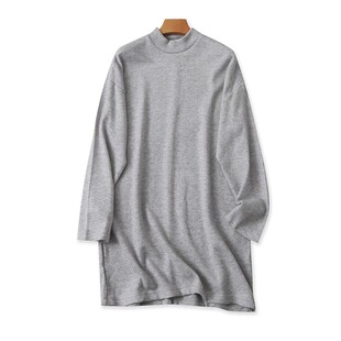 外贸半高领针织连衣裙 春秋中长款弹力打底衫宽松时尚毛衣裙06081