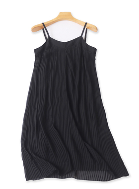 吊带百褶连衣裙夏季新款中长款女显瘦百搭时尚外贸A字裙子08203