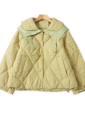 加厚海军领短款棉衣 冬季款按扣开衫保暖显瘦女棉服上衣外套15121