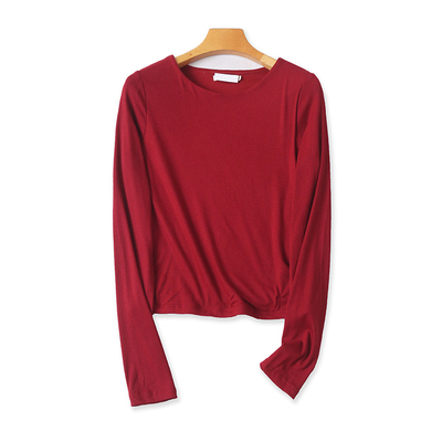 长袖百搭薄款短款T恤衫