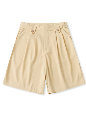 外贸高腰休闲短裤 夏季新款时尚气质女士直筒阔腿裤宽松裤子07282