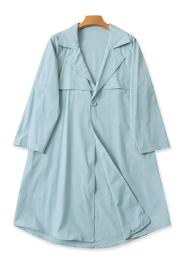 翻领中长款风衣 春秋新款外贸时尚女装大衣宽松休闲上衣外套09221