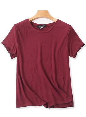 圆领针织弹力小衫T恤衫夏季新款短袖薄款修身百搭外单女上衣06082