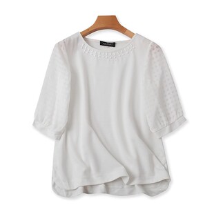 夏季 拼接打底衫 新款 体恤 女外单宽松上衣04262 短袖 圆领钉珠T恤衫