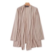 外贸翻领长袖 外贸中长显瘦纯色开衫 女上衣外套X 披肩 春秋新款