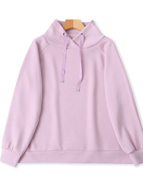 日单交叉领长袖卫衣 春秋新款宽松大版外套女套头打底衫上衣16164