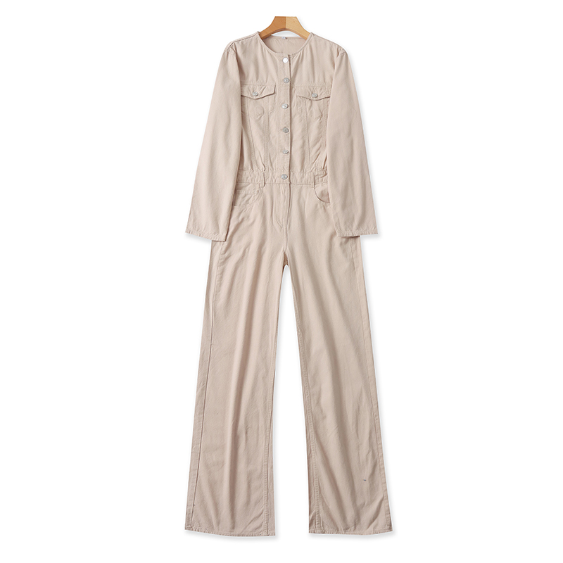 外贸工装圆领长袖连体衣时尚显瘦