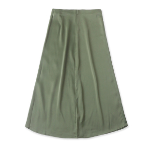 夏季 裙子 新款 中长款 17102 A字高腰显瘦女大版 高贵气质缎面半身裙