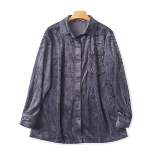 外贸金丝绒休闲衬衫 春秋新款时尚衬衣男女打底宽松长袖外套08032