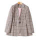 春秋新款 时尚 休闲西服 洋气翻领千鸟格西装 女宽松纽扣外套 05252