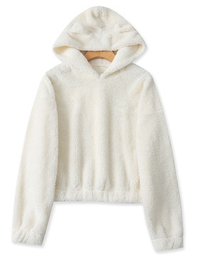 外贸加厚连帽绒衫 春秋新款保暖时尚套头卫衣女宽松短款外套02133