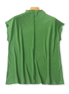 小立领木耳边短袖T恤 夏季新款拼接时尚外贸女套头打底上衣 23243