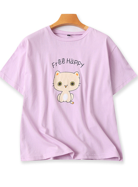 短袖圆领卡通T恤衫 夏季新款宽松休闲体恤 女打底衫外贸上衣17392