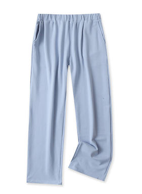 松紧腰休闲裤 夏季新款直筒显瘦阔腿裤 女装纯色外贸长裤子 02263