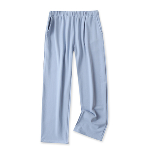 直筒显瘦阔腿裤 新款 女装 纯色外贸长裤 02263 松紧腰休闲裤 子 夏季