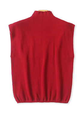 外贸立领针织无袖背心 春秋新款时尚弹力套头显瘦女打底上衣04251