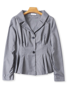 气质收腰西装领外套 春秋新款时尚女士显瘦纽扣开衫长袖上衣17542