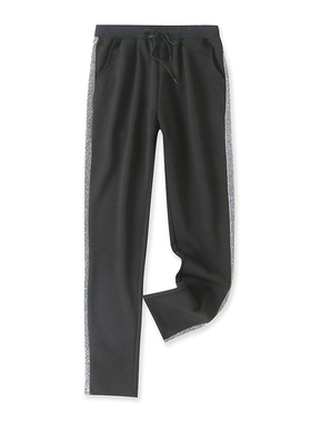 松紧腰一体绒亮晶镶边休闲裤 时尚微弹力小脚裤冬季新款裤子02044