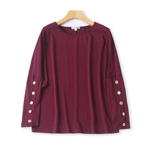 T恤 外贸圆领蝙蝠衫 10314 上衣长袖 女宽松休闲打底衫 春秋新款 时尚