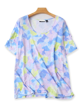 冰丝短袖圆领印花T恤衫 夏季新款宽松休闲体恤女外贸上衣 13194