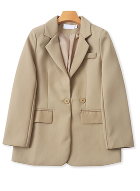 翻领西装 春秋新款长袖显瘦西服女宽松休闲上衣纽扣开衫外套14214