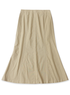 棉麻鱼尾半身裙 夏季新款百搭中长款显瘦女外贸时尚纯色裙子19202