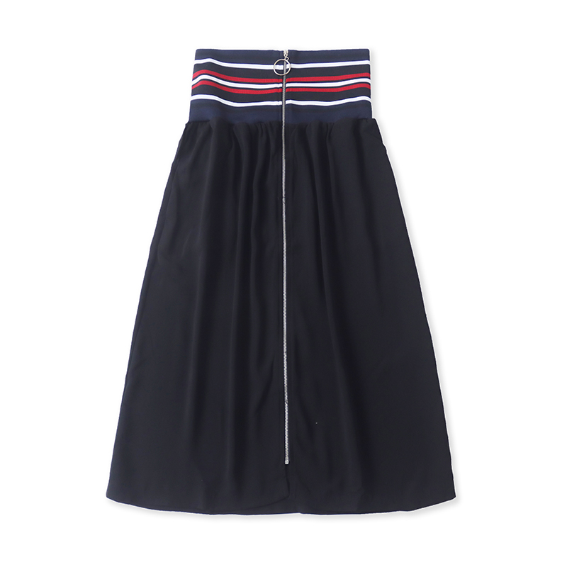 外贸松紧腰半身裙 春夏新款百搭时尚A字裙 中长款显瘦女裙子08542