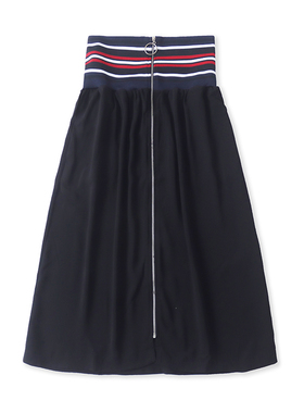 外贸松紧腰半身裙 春夏新款百搭时尚A字裙 中长款显瘦女裙子08542