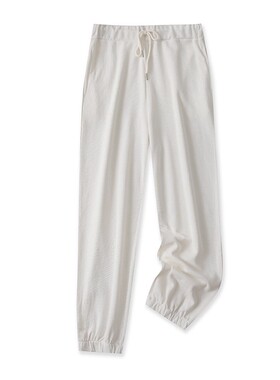 外贸松紧腰时尚卫裤 夏新款系带收脚口显瘦休闲裤女运动裤子16234