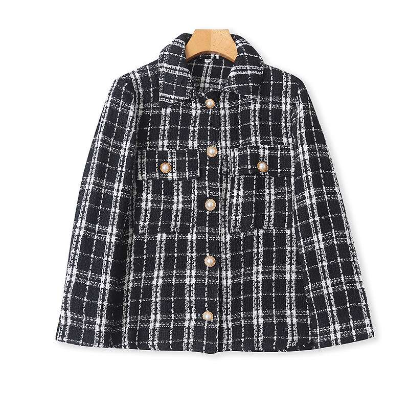 欧美翻领格子小香风外套 春秋新时尚女休闲宽松短款长袖上衣11092,女装/女士精品,短外套,淘宝优惠券,粉丝福利购,淘宝优惠卷