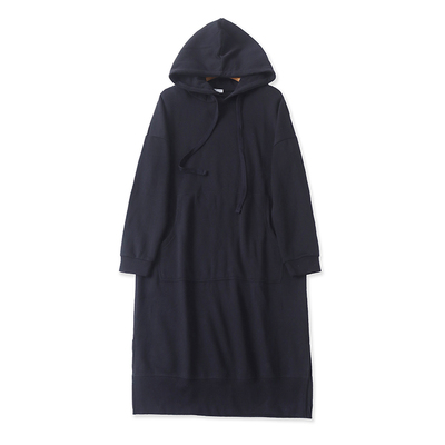 外贸连帽加绒中长款卫衣裙时尚
