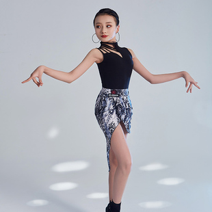 星辰舞服2024女童新款练功服专业舞蹈生网红同款墨纹色无袖A21359