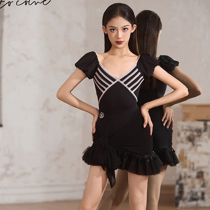 星辰拉丁舞服「法式条纹」2026法式复古优雅拉丁舞练功服