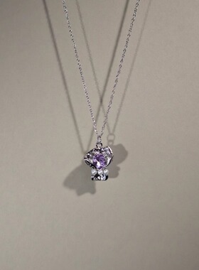 k古着女生项链紫色花束吊坠颈链