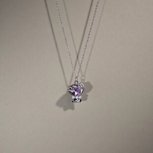 Cute 小众精致锁骨链配饰礼物 luck古着女生项链紫色花束吊坠时尚